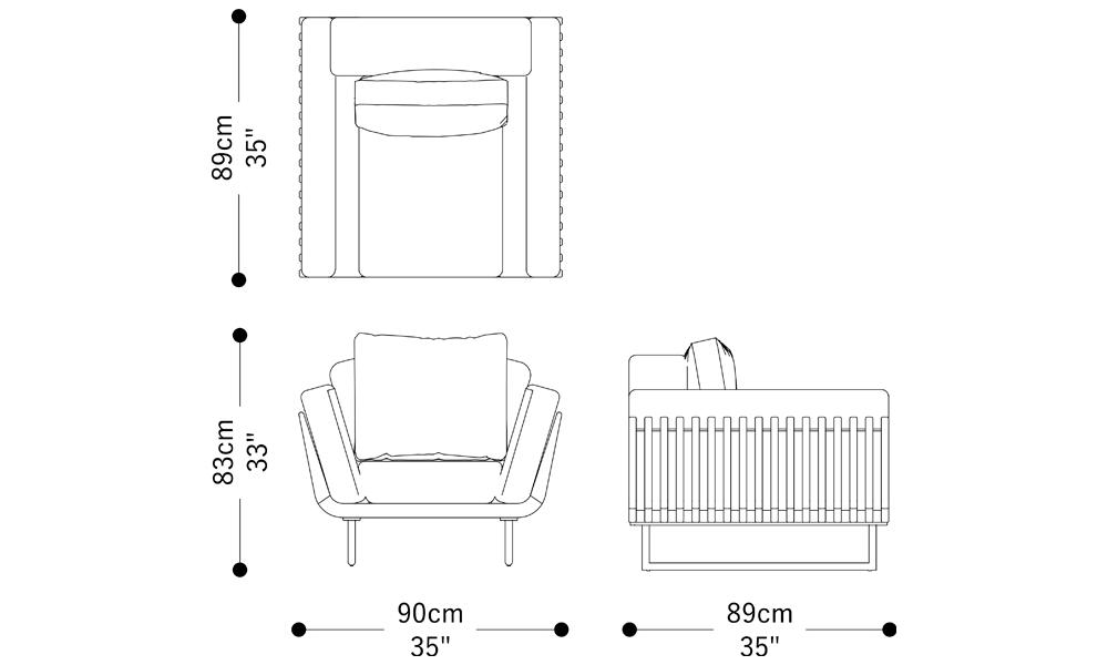 Image of the main dimensions of the product